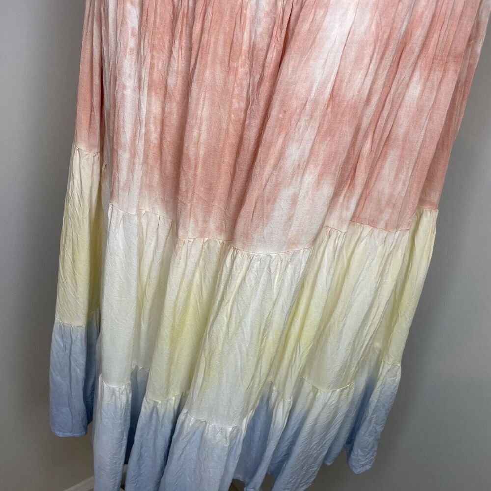 Storia Rainbow Tie Dye Color Block Knee Length Swing Trapeze Flowy Dress Size S - Picture 6 of 10